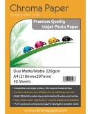 Chroma A4 220g Double Sided Matte/Matte Inkjet Photo Paper (50 Pack)