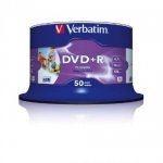 Verbatim 43512 DVD+R 16x Wide White Inkjet Printable 50 Pack