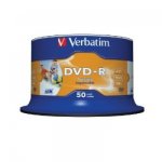 Verbatim 43533 DVD-R 16x Wide White Inkjet Printable 50 Pack
