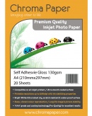 Chroma Premium A4 130gsm Self-Adhesive High Gloss Photo Paper (25 Pack)
