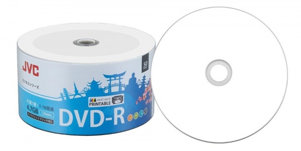 JVC DVD-R 16x F1 Dye White Full Inkjet Printable - Box Deal 600 Discs