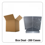 200 x Economy Grade Single Black Slim 7mm Spine Standard DVD Cases - Box Deal
